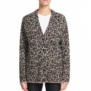 Theory Leopard Print Jacquard Cardigan